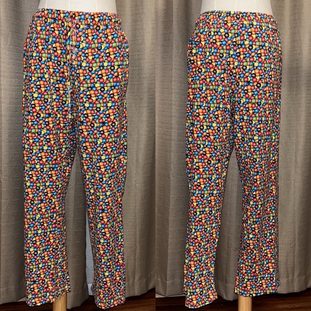 M & M’s Mens Medium Candy Print Pajama Lounge Elastic Waist Pant